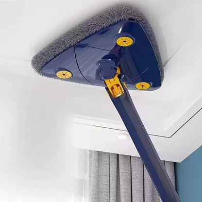 Fregona triangular ajustable de 360 grados para limpieza de ventanas, mopa de microfibra con mango de 1,3 m, limpiaparabrisas de vidrio autoescurrido, Kit de limpieza de ventanas de pared.