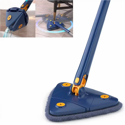 Fregona triangular ajustable de 360 grados para limpieza de ventanas, mopa de microfibra con mango de 1,3 m, limpiaparabrisas de vidrio autoescurrido, Kit de limpieza de ventanas de pared.