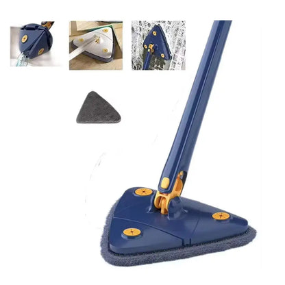Fregona triangular ajustable de 360 grados para limpieza de ventanas, mopa de microfibra con mango de 1,3 m, limpiaparabrisas de vidrio autoescurrido, Kit de limpieza de ventanas de pared.