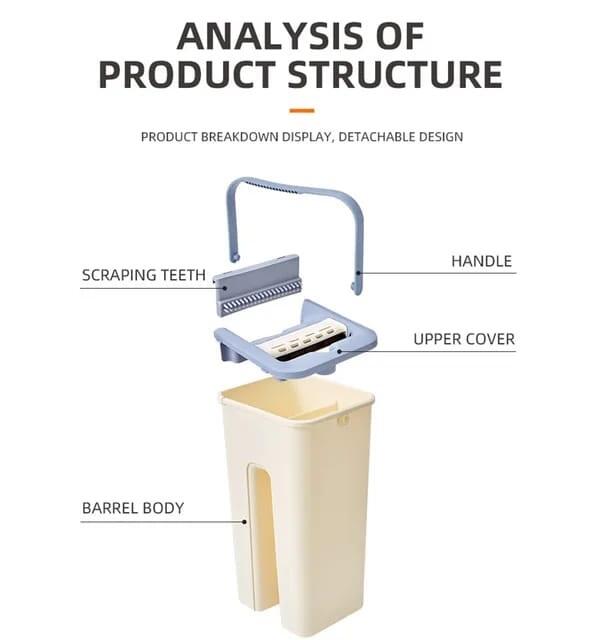 Fregona con cubo autoescurrible con 3 trapos