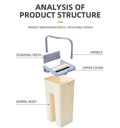 Fregona con cubo autoescurrible con 3 trapos