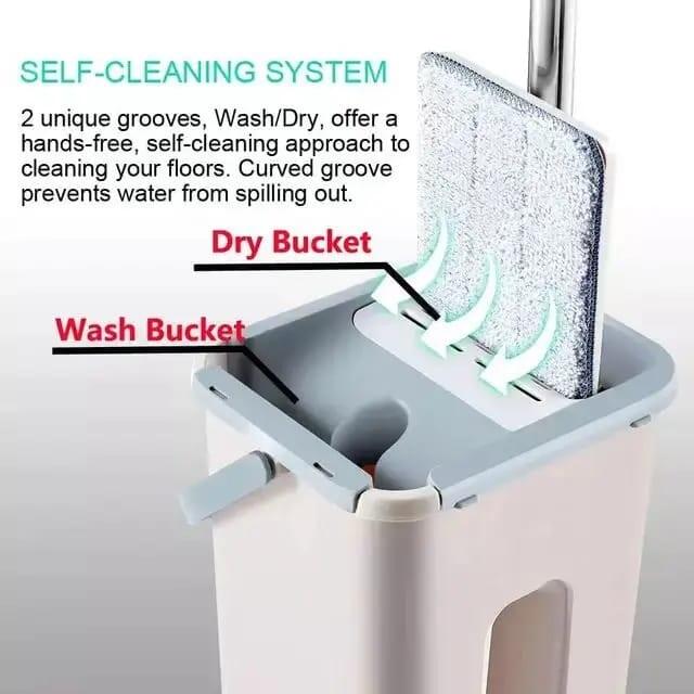 Fregona con cubo autoescurrible con 3 trapos