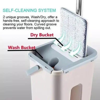 Fregona con cubo autoescurrible con 3 trapos